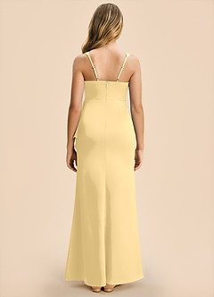 Azazie Adrienne Junior Butter Sheath Pleated Stretch Satin Dress image2