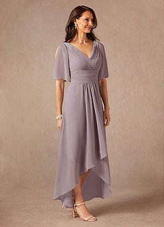 Azazie Pascual Mère de la mariée Robes Robe Trapèze en Mousseline de soie Plissée Crépuscule image5