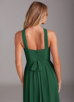 Azazie Dixie Bridesmaid Dresses Dark Green A-Line Halter Pleated Chiffon Dress image6