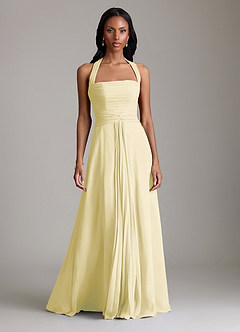 Azazie Clarisa Brudtärnklänningar Klä av A-Linje i Chiffong Plisserad Citronsorbet image5