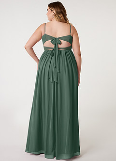 Azazie Zeya Bridesmaid Dresses Sea Moss A-Line V-Neck Pleated Chiffon Dress image7