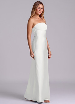 Azazie Ailanie Brudtärnklänningar Klä av Tubklänning i Stretch Satin Axelbandslös Vit image4