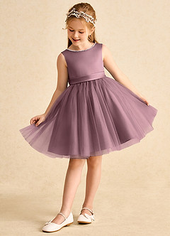 Azazie Jani Flower Girl Dresses Vintage Mauve A-Line Bow Tulle Dress image5
