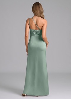 Azazie Eren Vestidos de madrinha de casamento Vestido Agave de Cetim elástico de sereia com Ombro Único image2