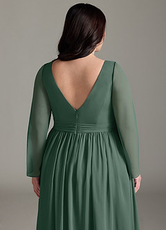 Azazie Teton Maternity Bridesmaid Dresses A-Line Long Sleeve Chiffon Floor-Length Dress image13