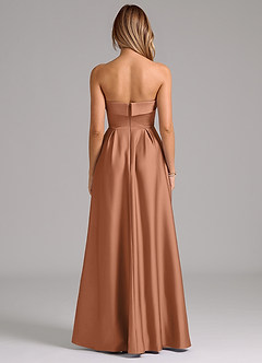 Azazie Lucienne Bridesmaid Dresses Bronzer A-Line Strapless Stretch Satin Convertible Dress image7