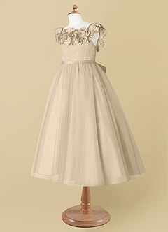 Robe D’Été Fille Dentelle – Demoiselle D’Honneur, Baptême, Mariage – Imprimé Floral, Ceinture à Nouer
