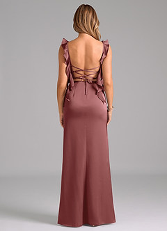 Azazie Jessamine Bridesmaid Dresses Amethyst A-Line Corset Stretch Satin Dress image6