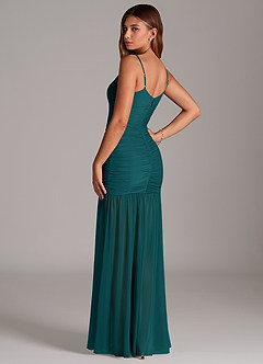 Azazie Aimie Bridesmaid Dresses Peacock Mermaid Mesh Dress image2