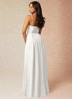 Azazie Kyedae Bridesmaid Dresses White A-Line V-Neck Pleated Chiffon Dress image4