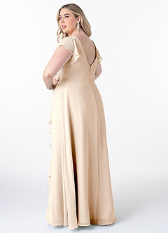 Azazie Omari Brautjungfernkleider A-Linie Chiffon Kleid Alabaster Weiß image8