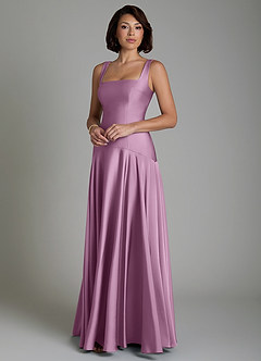 Azazie Reina Bridesmaid Dresses Wisteria A-Line Pleated Stretch Satin Dress image6