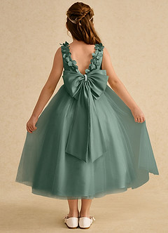 Azazie Lilli Robe Demoiselle D'honneur Fillette Robe Trapèze en Tulle Arc Eucalyptus Eucalyptus image2
