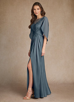 Azazie Hera Kleider für die Brautmutter A-Linie Spitze Stretch-Satin Kleid Zwielichtviolett image2