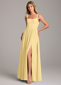 Azazie Rosaline Bridesmaid Dresses Butter A-Line Side Slit Chiffon Dress image3