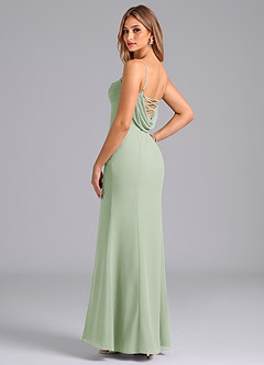Azazie Wynni Brautjungfernkleider Meerjungfrau-Linie Korsett Chiffon Kleid Staubiger Salbeigrün image5