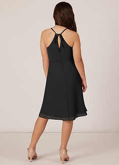 Azazie Doll Junior Black A-Line Bow Chiffon Dress image2