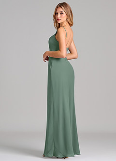 Azazie Tianna Final Sale Eucalyptus Sheath Chiffon Dress image5