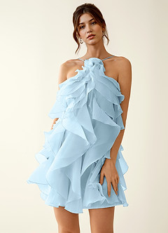 Oliamagn Shy Blue Ruffles Tulle Mini Dress image4