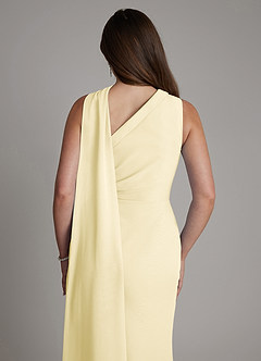 Azazie Zhanna Brautjungfernkleider Meerjungfrau-Linie One-Shoulder Chiffon Kleid Zitronensorbet image7