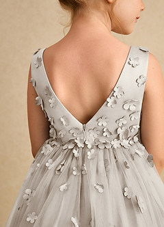 Azazie Lana Flower Girl Dresses Frost A-Line Sleeveless Matte Satin Dress image7