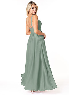 Azazie Chanel Bridesmaid Dresses Silver Sage A-Line Pleated Chiffon Dress image5