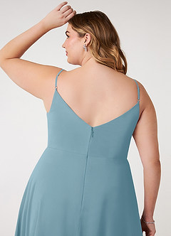 Azazie Daenerys Bridesmaid Dresses Moody Blue A-Line Cowl Chiffon Dress image12