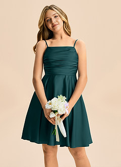 Azazie Miko Junior Klä av A-Line i Stretch Satin Plisserad image6