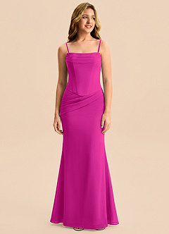 Azazie Sorrel Junior Fuchsia Mermaid Pleated Chiffon Dress image6