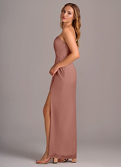 Azazie Tatianna Jurken voor bruidsmeisjes Jurk van Chiffon met Kolom One-Shoulder Ceder Roos image5