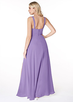 Azazie Jay Bridesmaid Dresses Tahiti A-Line Square Neckline Side Slit Chiffon Dress image2