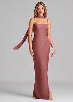 Azazie Calandra Abiti da Damigella Abito Tubino in Chiffon Plissettato Ametista image3