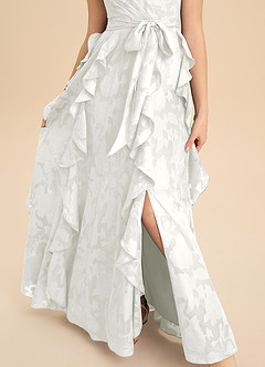 Azazie Peyton Junior Linie A Plisat Floral Burnout Lungime până la podea Domnișoară de onoare junioră Rochie image8