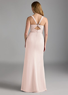 Azazie Mero Bridesmaid Dresses Rose Petal Sheath Pleated Chiffon Dress image3