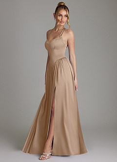 Azazie Francis 신부 들러리 드레스 A라인 코르셋 스트레치 새틴 바닥 길이 드레스 image6