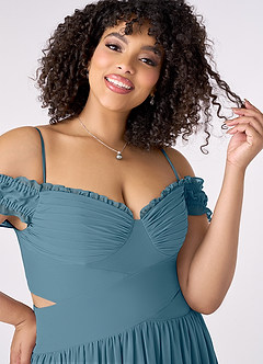 Barbie ♥ Azazie Bridesmaid Dresses Bermuda A-Line Off the Shoulder Chiffon Convertible Dress image8