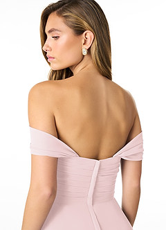 Azazie Kaitlynn Abiti da Damigella Abito Convertibile Impero in Chiffon Increspato Rosa Rossore image6