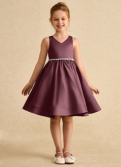 Azazie Julietta Flower Girl Dresses Sangria Ball-Gown Convertible Tulle Dress image9