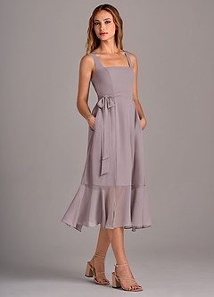 Azazie Deb Bridesmaid Dresses Dusk A-Line with Pockets Chiffon Convertible Dress image3