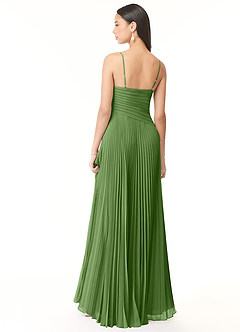 Azazie Vini Jurken voor bruidsmeisjes Jurk van Chiffon met A-Lijn V-hals geplooid Basilicum image2