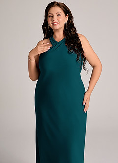 Azazie Doretta Bridesmaid Dresses Pine Mermaid Pleated Chiffon Dress image11