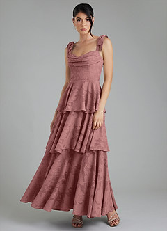Azazie Jude Bridesmaid Dresses Dusty Rose A-Line Sweetheart Neckline Floral Burnout Dress image6