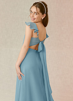 Azazie Everett Junior Moody Blue A-Line Chiffon Dress image7