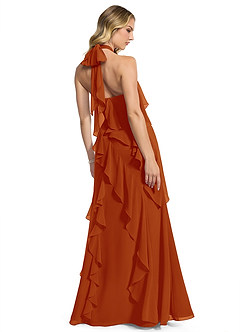 Azazie Velma Bridesmaid Dresses Paprika A-Line Side Slit Chiffon Dress image2