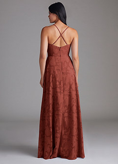 Azazie Naeem Bridesmaid Dresses Terracotta A-Line Floral Burnout Dress image3