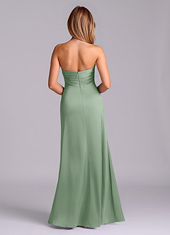 Azazie Sabrine Final Sale Matcha A-Line Sweetheart Neckline Stretch Satin Dress image2