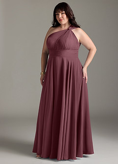 Azazie Charlize Bridesmaid Dresses Sangria A-Line One Shoulder Chiffon Dress image11