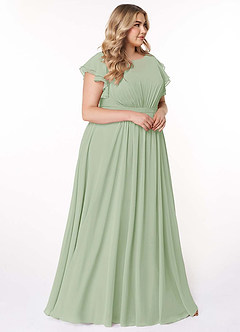 Azazie Daphne vestidos de dama de honor modestos Vestido de Corte en A Volantes Hasta el suelo Gasa image10