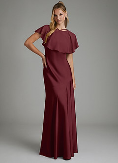 Azazie Carly Bridesmaid Dresses Cabernet Mermaid Pleated Stretch Satin Convertible Dress image1