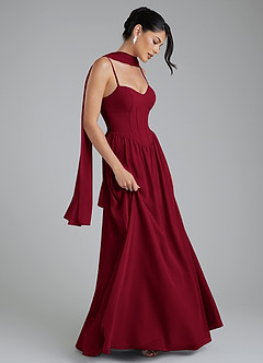 Azazie Alisha Bridesmaid Dresses Burgundy A-Line Corset Chiffon Dress image6